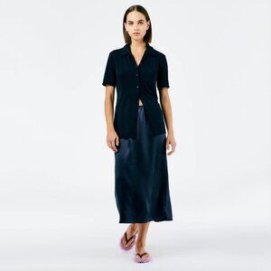 Tibi Navy Satin Slip Skirt, size XXS
